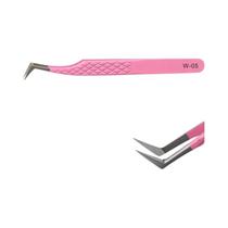 Pinça De Cílios Profissional Em Aço Inoxidável Com Ponta De Fibra Vermelha Rosa Para Extensão De