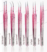 Pinça de extensão de cílios Alluring 3D Straight Silver Pink Pinça de extensão de cílios Alluring 3D Straight Silver Pink