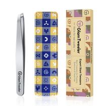Pinça GlamTweeler Expert Slant Tip com estojo de couro prateado