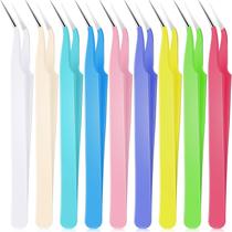 Pinça Honoson 9 peças de aço inoxidável curvada de 12 cm Macaron Pinça Honoson 9 peças de aço inoxidável curvada de 12 cm Macaron