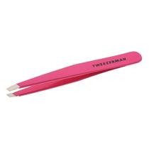 Pinça inclinada de aço inoxidável Tweezerman para sobrancelha rosa neon