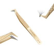 Pinça NAGARAKU AG-09 com ponta de fibra, tipo L, dourada, 11 cm Pinça NAGARAKU AG-09 com ponta de fibra, tipo L, dourada, 11 cm