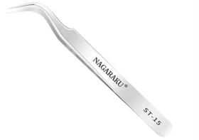 Pinça Nagaraku ST-15 Prata Extensão de Cílios Lash Design
