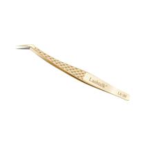 Pinça Para Extensão De Cílios Em Aço Inoxidável Dourado, Antiderrapante, Com Ponta De Fibra De