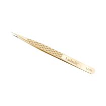 Pinça Para Extensão De Cílios Em Aço Inoxidável Dourado, Antiderrapante, Com Ponta De Fibra De