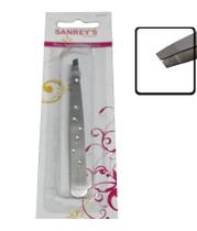 Pinça para Sobrancelhas com Ponta Diagonal Decorada com Strass