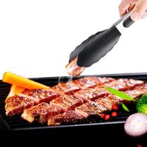 Pinça Pegador Culinário Cozinha Silicone 30cm Multiuso Inox Fritura Salada Churrasco Carne Macarrão Comida Massas Preto - Fratelli