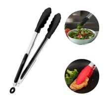 Pinça Pegador Multiuso Silicone Preto 26cm Utensilio Cozinha