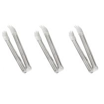 Pinça Pegador Para Servir Churrasco Em Inox Kit 3 Unidades