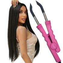 Pinça Reta Aplicação Queratina Mega Hair Bivolt Pink - Loof