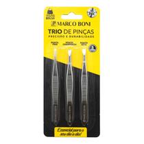Pinça Sobrancelha 3UN Ponta Fina Reta Chanfrada Marco Boni