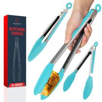 Pinças de cozinha Culinary Couture Silicone Tips, conjunto de 3 Aqua