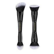 Pincéis de maquiagem LORYP Black 2 peças Duo End Foundation Powder