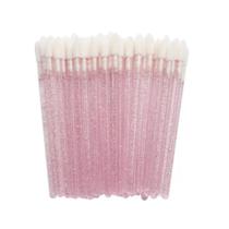 Pincel Aplicador de Batom Gloss Lash Extensão Cílios 50 Unidades Rosa Glitter