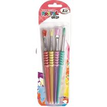 Pincel Artesanal KIT Pincel GRIP Color Pastel Blister com 4 Unidades