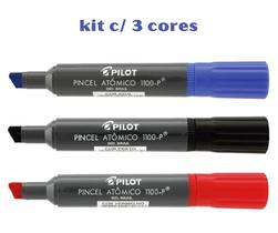 Pincel Atômico Permanente Pilot Recarregável c/ 3 Cores 1100-P Pincel Atômico Permanente Pilot Recarregável c/ 3 Cores 1100-P