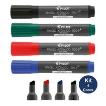 Pincel Atômico Pilot 1100P Kit 4 Cores Marcador Permanente Recarregável Canetão Ideal para Cartaz Avisos Flip Shart Pincel Atômico Pilot 1100P Kit 4 Cores Marcador Permanente Recarregável Canetão Ideal para Cartaz Avisos Flip Shart