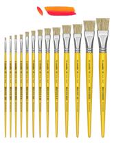 Pincel Chato Cerda Natural Cabo Longo Amarelo 456 Condor