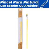 Pincel Chato Para Pintura Nº08 Longo Uso Escolar e Artístico