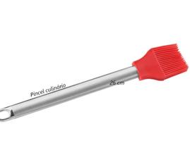 Pincel culinário de silicone Inox cozinha vermelho 26cm pincelar caldas Chefe de Cozinha Confeitar untar gemas mimo5334