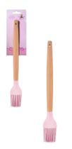 Pincel Culinário De Silicone Rosa Cabo Madeira Linha Bons Cheff