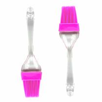 Pincel Culinário De Silicone Utensílio De Cozinha Confentaria Cabo Acrilico 22cm - Rosa - DOCE HOME