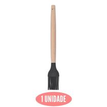 Pincel Culinario Preto Silicone Cabo Bambu Profissional