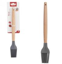 Pincel Culinario Silicone Cabo Madeira 27cm Grafite Wellhome