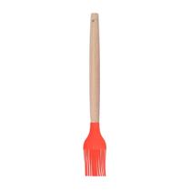 Pincel Culinario Vermelho Silicone Cabo Bambu Profissional