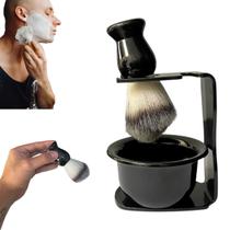 Pincel De Barbear Cumbuca Barbearia Barba Bigode Banheiro Preto