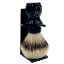 Pincel de barbear Parker Silvertip Badger Extra Soft com suporte