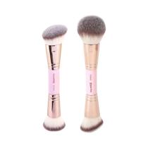 Pincel De Maquiagem Dupla Face (Plano/Ângulo) 2 Peças Para Base Líquida, Pó, Corretivo E Creme