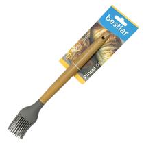 Pincel de Silicone Cinza com Cabo em Madeira - Bestlar Pincel de Silicone Cinza com Cabo em Madeira - Bestlar