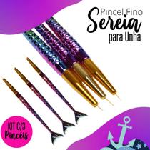 Pincel Fino Sereia Para Unha - Kit C/3 Unidades - Manicure - Nybc -7