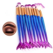 Pincel Kit 10 Peças Portatil Sereia Maquiagem Make Up Sombra Mermaid Pincel Kit 10 Peças Portatil Sereia Maquiagem Make Up Sombra Mermaid