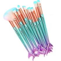 Pincel Kit 10 Peças Sereia Maquiagem Sombra Make Up Mermaid - ideal importados