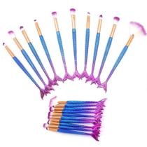 Pincel Kit 10 Peças Sereia Mermaid Delineador Make Up Sombra Pincel Kit 10 Peças Sereia Mermaid Delineador Make Up Sombra