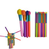 Pincel Kit 15 peças Neon Maquiagem Colorido Portatil MakeUp Profissional