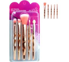 Pincel Maquiagem Gold kit com 5 unidades Metalizado Beleza Pinceis Esfumar Ótima Qualidade -
