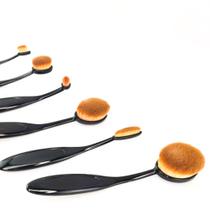 Pincel Maquiagem Oval Profissional 6 Peças Flexivel Escova Contorno Base Liquidos Creme Corretivo - Leva pro pet