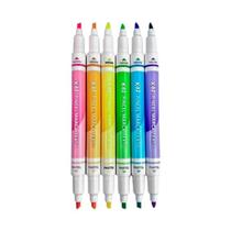 Pincel marca texto 2 em 1 neon + pastel 6 unidades kaz