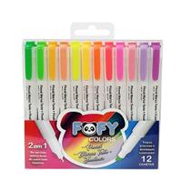 Pincel Marca Texto Fineliner 12 Cores Ff1001 - Fofy
