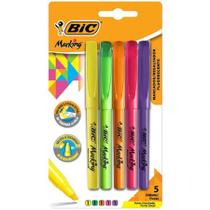 Pincel marca texto Marking Fluorescente com 5 cores - Bic