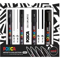 Pincel Marcador Artesanato Posca Preta - KIT com 4 Pontas