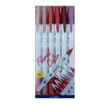 Pincel Marcador Artístico Dual Tip Ponta Brush e Ponta Fina 6 Cores KZ 72191