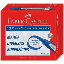 Pincel marcador faber-castell permanente kit 3 caixas azul preto e vermelho
