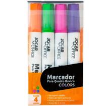 Pincel Marcador p/ Quadro Branco Estojo c/ 4 cores (laranja, verde, rosa e roxo) de 4,5mm - LEONORA