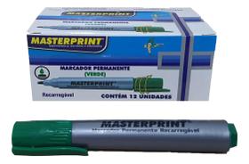 Pincel Marcador Permanente Mp 616 Recarregável - Masterprint Cor Verde Caixa C/12 Unidades