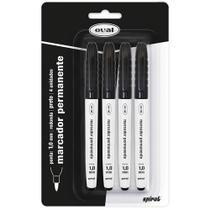 Pincel marcador permanente, Ponta 1,0mm, Preto oval 4 UN