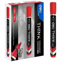 Pincel Marcador Permanente Ponta Bullet 1,5MM Vermelho Caixa com 12